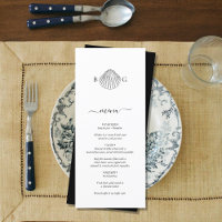 Minimalistisch Clam Seashell Monogram Wedding