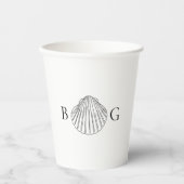 Minimalistisch Clam Seashell Monogram Wedding Pappbecher (Vorderseite)