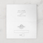 Minimalistisch Clam Seashell Monogram Wedding Platzkarte (Außenseite Aufgefaltet)