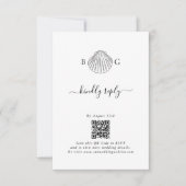 Minimalistisch Clam Seashell Monogram Wedding RSVP Karte (Vorderseite)