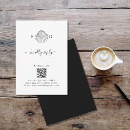 Minimalistisch Clam Seashell Monogram Wedding RSVP Karte