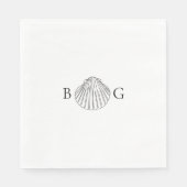 Minimalistisch Clam Seashell Monogram Wedding Serviette (Vorderseite)