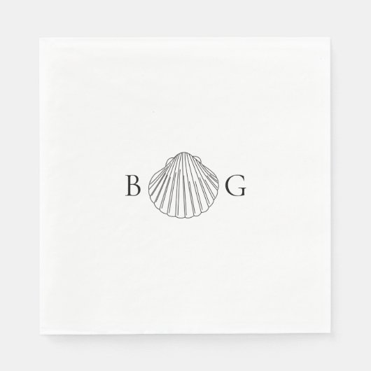 Minimalistisch Clam Seashell Monogram Wedding Serviette (Vorderseite)
