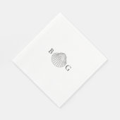 Minimalistisch Clam Seashell Monogram Wedding Serviette (Ecke)