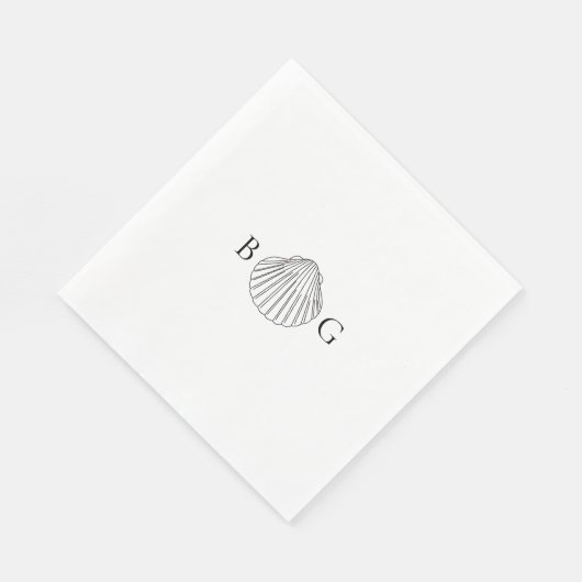 Minimalistisch Clam Seashell Monogram Wedding Serviette (Ecke)