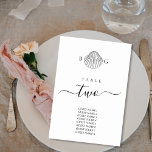 Minimalistisch Clam Seashell Monogram Wedding Tischnummer<br><div class="desc">Eine minimalistische tropische Ton monogramm Hochzeitsdesign. Ein einfaches Design, das eine Skizze einer Muschel-Muschel verwendet, um ein elegantes klassisches Monogramm zu erstellen. Ein charmantes tropisches Stranddesign in Schwarz/Weiß mit rustikalen Strichen und klassischer Schriftzeichen. Ein elegantes Küstenstrand Thema Hochzeitskarte Design mit modernen Tischnummern. Es stehen auch passende Hochzeitsstilleriedateien und andere Hochzeitsformate...</div>