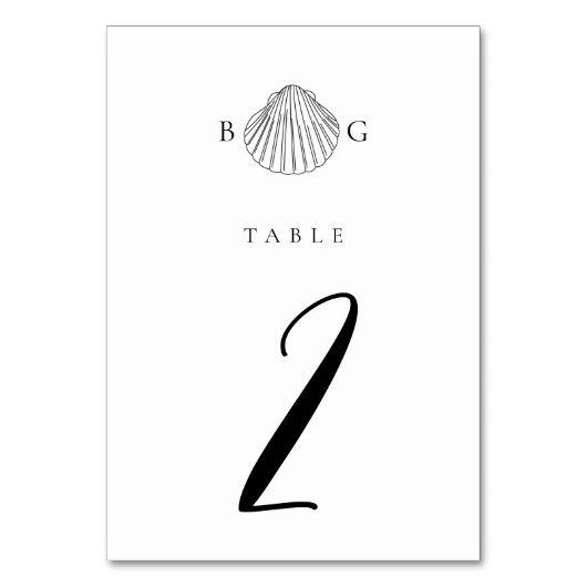 Minimalistisch Clam Seashell Monogram Wedding Tischnummer (Rückseite)