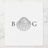 Minimalistisch Clam Seashell Monogram Wedding Weinetikett (Einzelnes Label)