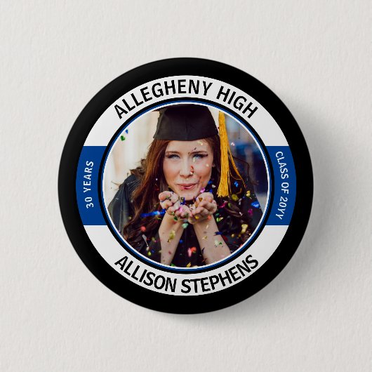 Minimalistisch Class Wiedersehen Foto - Schwarz-We Button (Vorderseite)