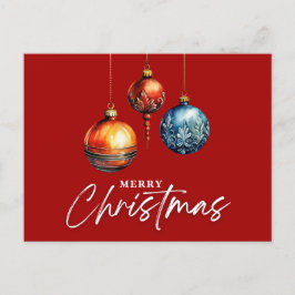 Minimalistisch Classic Bauble Christmas Red Blank Postkarte