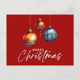 Minimalistisch Classic Bauble Christmas Red Blank Postkarte
