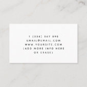 Minimalistisch Classic Black & White Stillzeit Mam Visitenkarte (Rückseite)