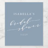 Minimalistisch Classic Dusty Blue Brautparty Custo Weinetikett (Einzelnes Label)