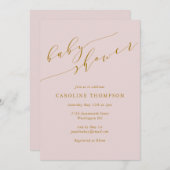 Minimalistisch Classic Elegant Pink Baby Dusche Einladung (Vorne/Hinten)