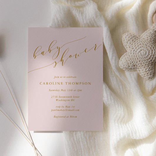 Minimalistisch Classic Elegant Pink Baby Dusche Einladung