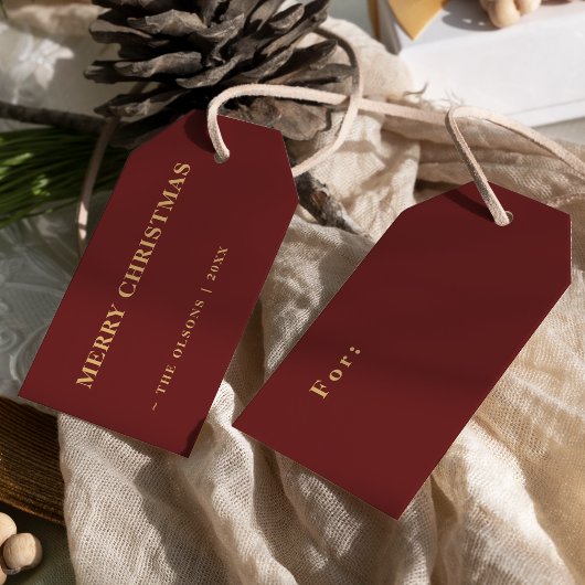 Minimalistisch Classic Frohe Weihnachten Rot Geschenkanhänger