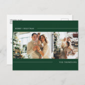Minimalistisch Classic Green Foto Collage Christma Postkarte (Vorne/Hinten)