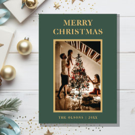 Minimalistisch Classic Green Frohe Weihnachts-Foto Feiertagskarte