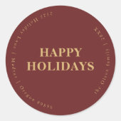 Minimalistisch Classic Holidays Red Umschlag Aufkl Runder Aufkleber (Vorderseite)
