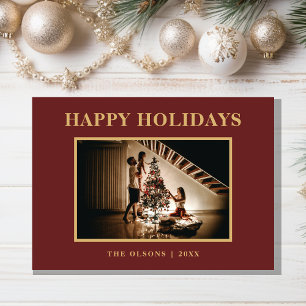 Minimalistisch Classic Holidays Rotes Foto und Buc Feiertagskarte