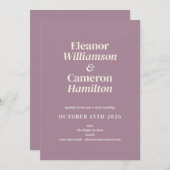Minimalistisch Classic Lilac Mauve Design Wedding  Einladung (Vorne/Hinten)