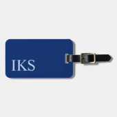 Minimalistisch Classic Mit Monogramm Dark Blue Gepäckanhänger (Vorderseite horizontal)