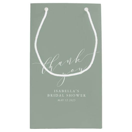 Minimalistisch Classic Sage Brautparty Vielen Dank Kleine Geschenktüte (Rückseite)