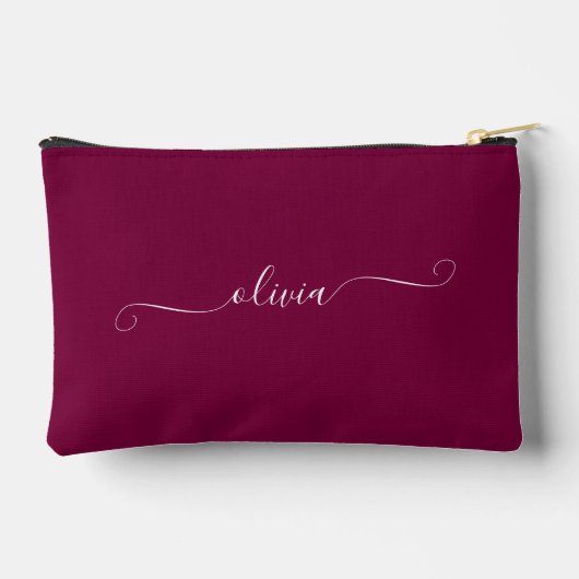 Minimalistisch Classy Chic Personalisiert Burgundy Zubehörtasche (Rückseite)