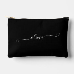 Minimalistisch Classy Chic Personalisiert Schwarz- Zubehörtasche