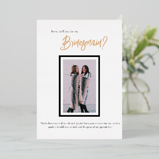 Minimalistisch Classy Simple Bridesmaid Folieneinladung (Stehend vorne)