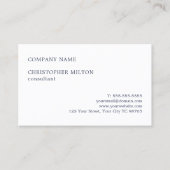 Minimalistisch Clean Blue White Consultant Visitenkarte (Vorderseite)