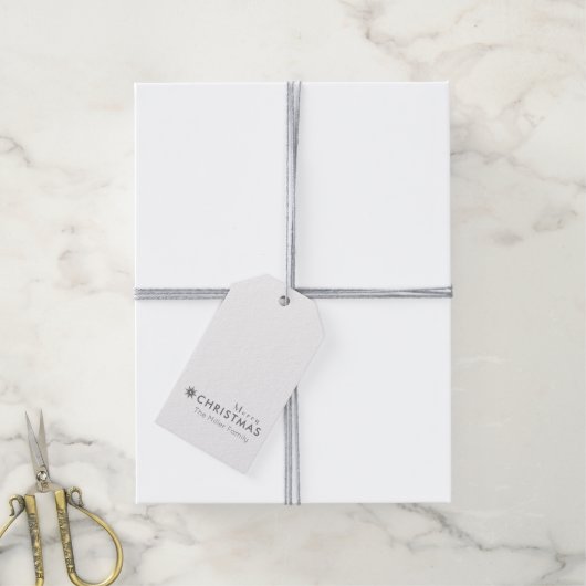 Minimalistisch Clean Simple Silver Frohe Weihnacht Geschenkanhänger (Mit Garn)