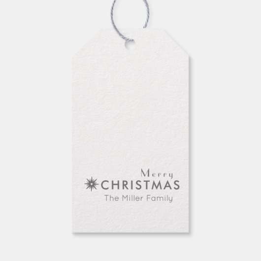 Minimalistisch Clean Simple Silver Frohe Weihnacht Geschenkanhänger (Rückseite)