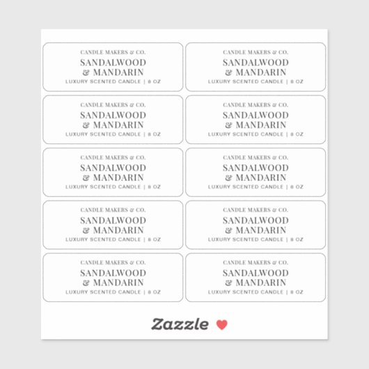 Minimalistisch Clear Candle Tin 3x1" Rectangle Lab Aufkleber (Blatt)