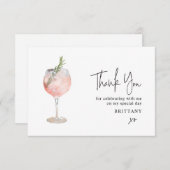 Minimalistisch Cocktail Wein Dankeschön Karte (Vorne/Hinten)