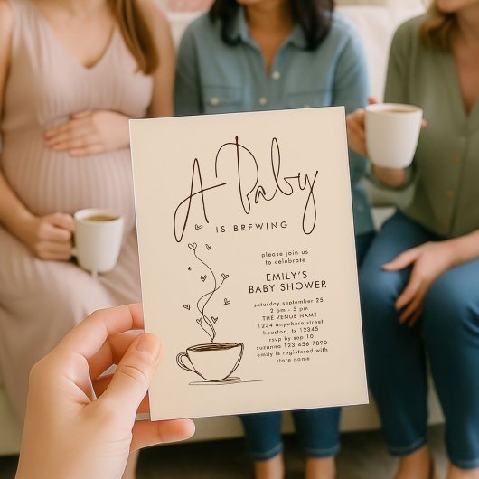 Minimalistisch Coffee Bean Baby Brauen Dusche Einladung