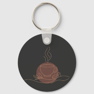 Minimalistisch Coffee Line Art - Kaffeeliebhaber Schlüsselanhänger