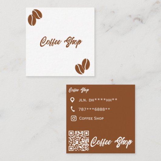 Minimalistisch Coffee Shop Visitenkarte - Brown & (Vorne/Hinten)
