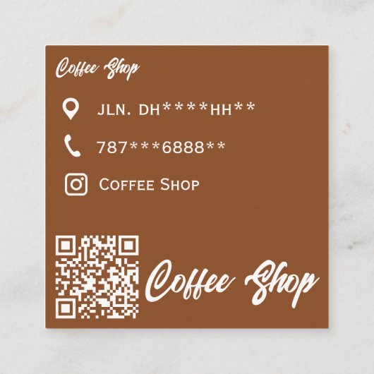 Minimalistisch Coffee Shop Visitenkarte - Brown & (Rückseite)