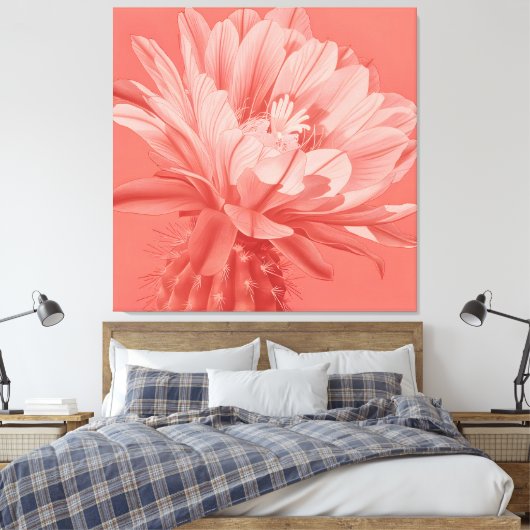 Minimalistisch Coral Cactus Bloom Leinwanddruck (Insitu (Schlafzimmer))