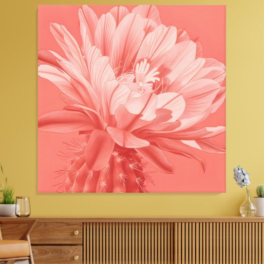 Minimalistisch Coral Cactus Bloom Leinwanddruck (Insitu (Wohnzimmer))