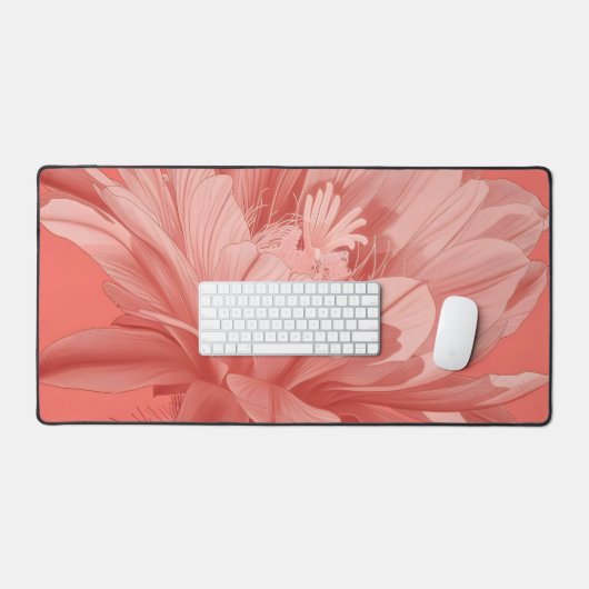 Minimalistisch Coral Cactus Bloom Schreibtischunterlage (Tastatur & Maus)