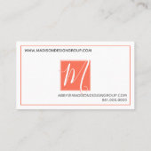 Minimalistisch Coral Elegant Script Monogram Visitenkarte (Rückseite)