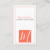 Minimalistisch Coral Elegant Script Monogram Visitenkarte (Vorderseite)
