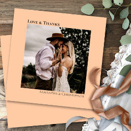 Minimalistisch Coral Peach Simple Wedding Foto Lie Dankeskarte
