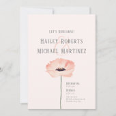 Minimalistisch Coral Poppy Probe Abendessen Einladung (Vorderseite)