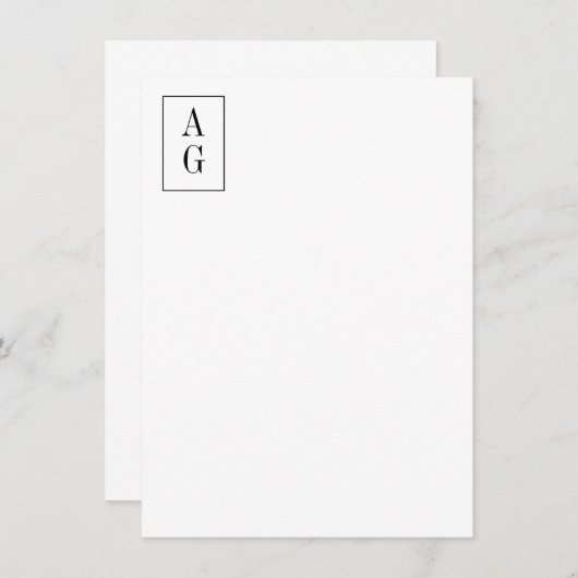 Minimalistisch Corner Monogram Initials Beruflich Mitteilungskarte (Vorne/Hinten)