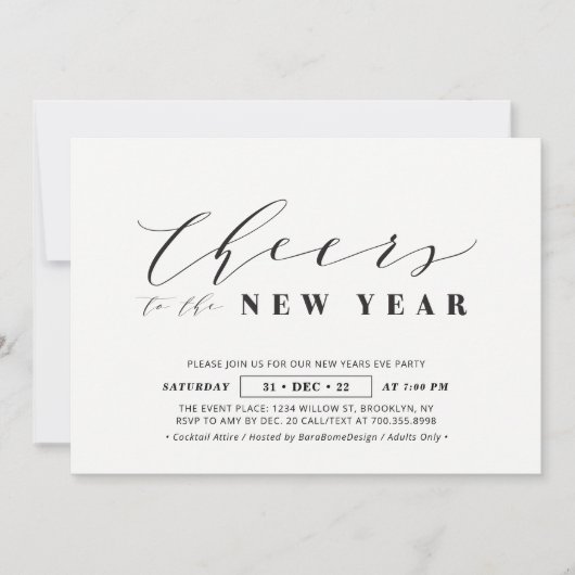 Minimalistisch Corporate Silvester Gala Party Einladung (Vorderseite)