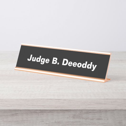 Minimalistisch Court Judge Black Schreibtischnamensplakette (Vorderseite )
