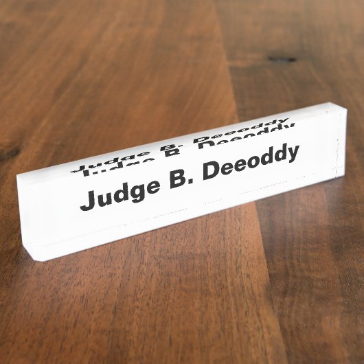 Minimalistisch Court Judge White Acrylic Namplate Namensplakette (Seite)